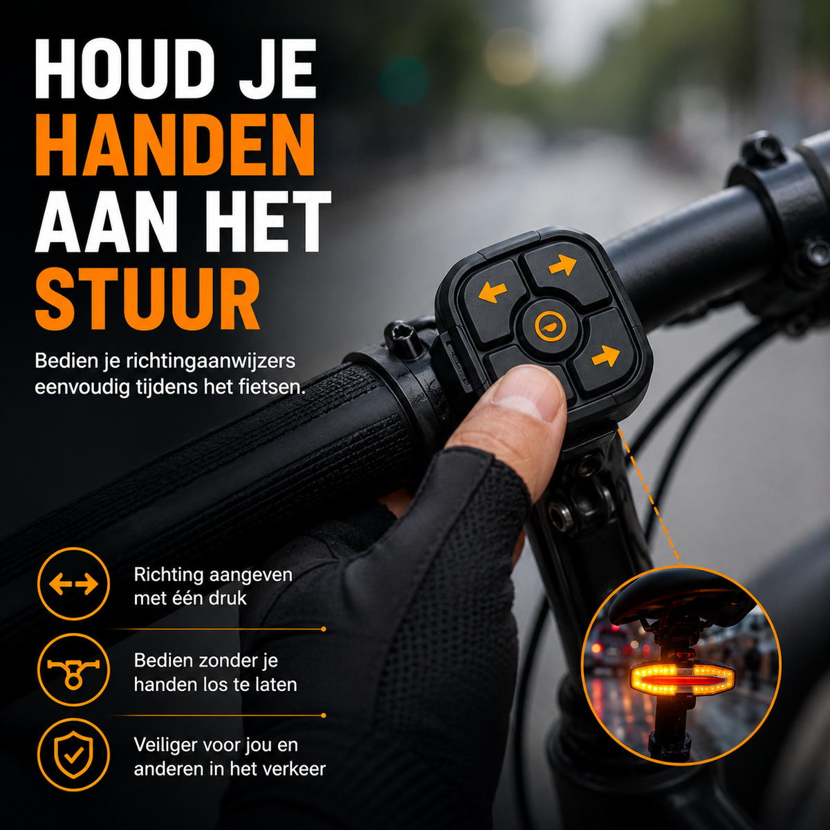 VeloReady TurnBeam™ Draadloze Richtingaanwijzer voor Fiets