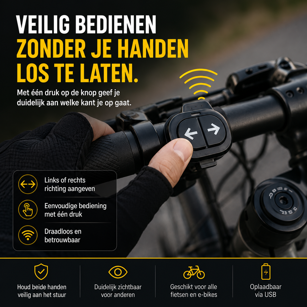 Slimme Fiets Richtingaanwijzers | Laat bestuurders zien waar je naartoe gaat