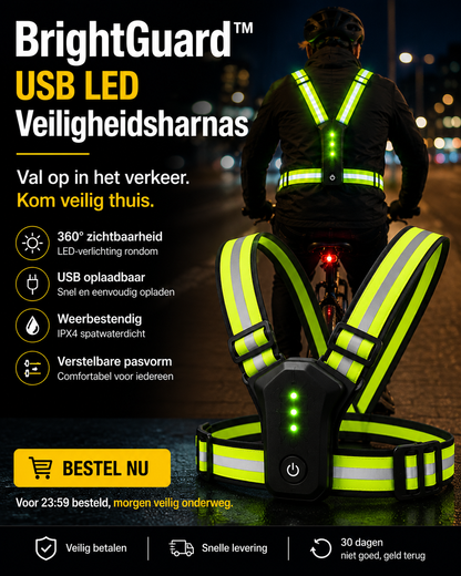 LED Veiligheidsharnas Voor Fietsers | Val Op In Het Verkeer, Kom Veilig Thuis