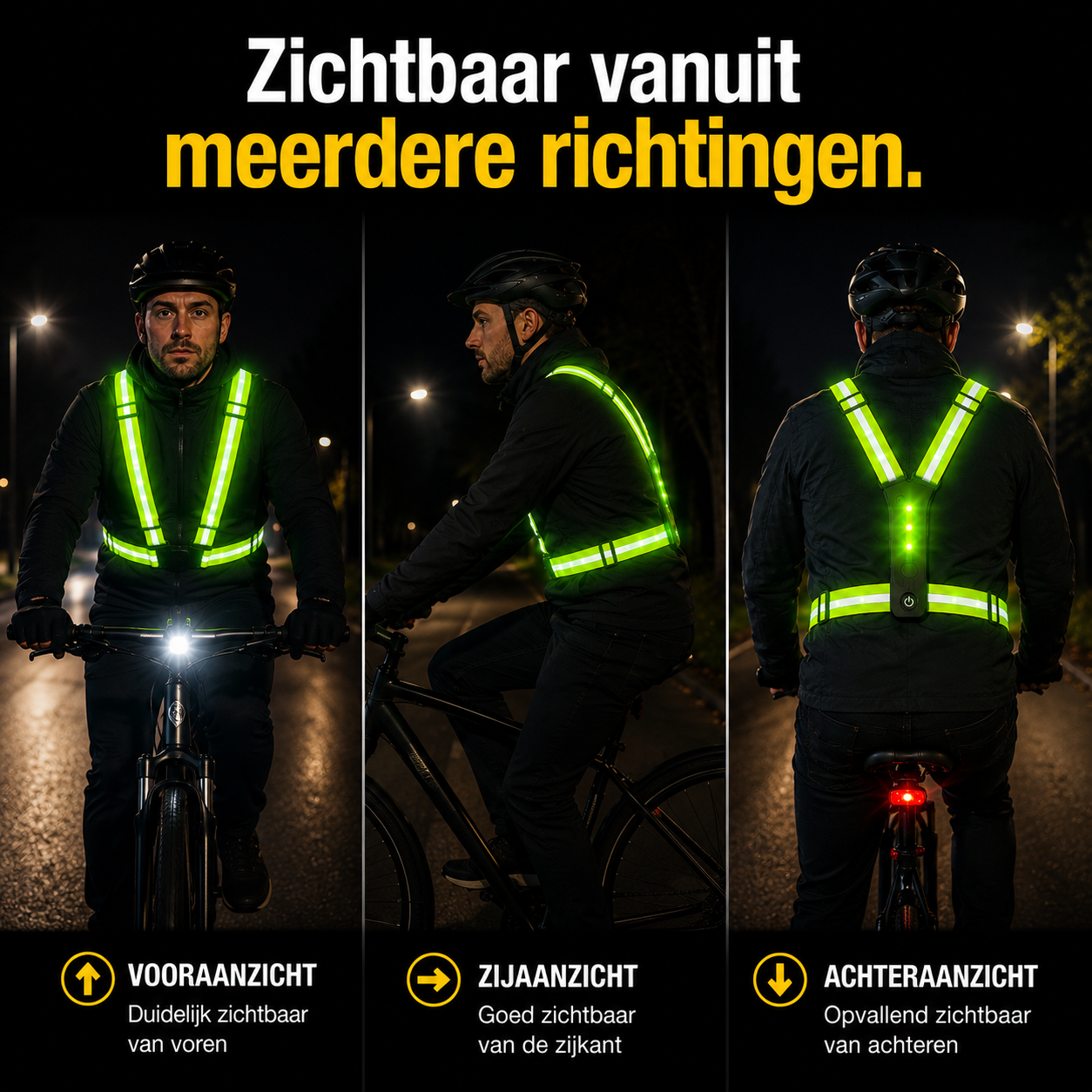 LED Veiligheidsharnas Voor Fietsers | Val Op In Het Verkeer, Kom Veilig Thuis