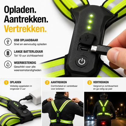 LED Veiligheidsharnas Voor Fietsers | Val Op In Het Verkeer, Kom Veilig Thuis