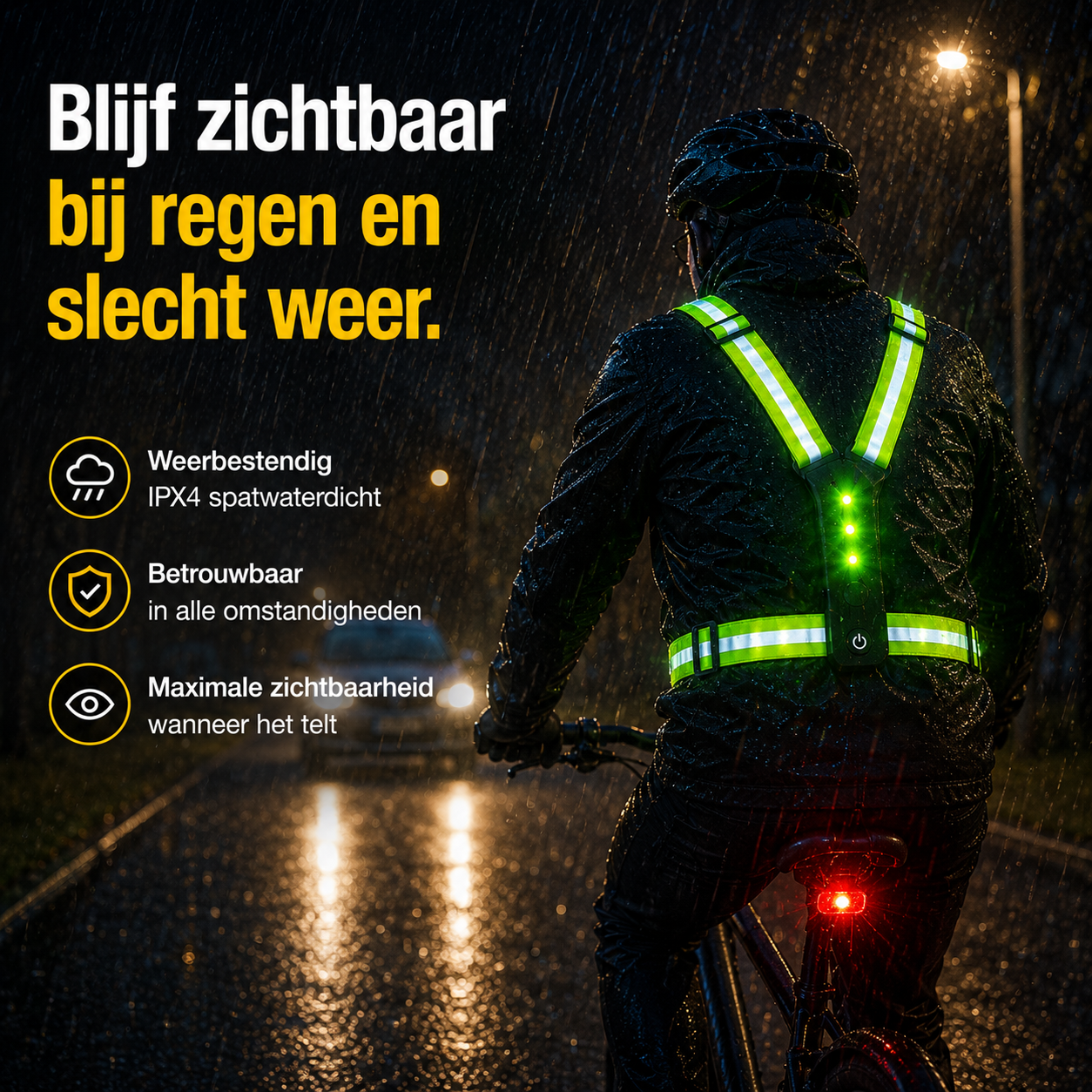 LED Veiligheidsharnas Voor Fietsers | Val Op In Het Verkeer, Kom Veilig Thuis
