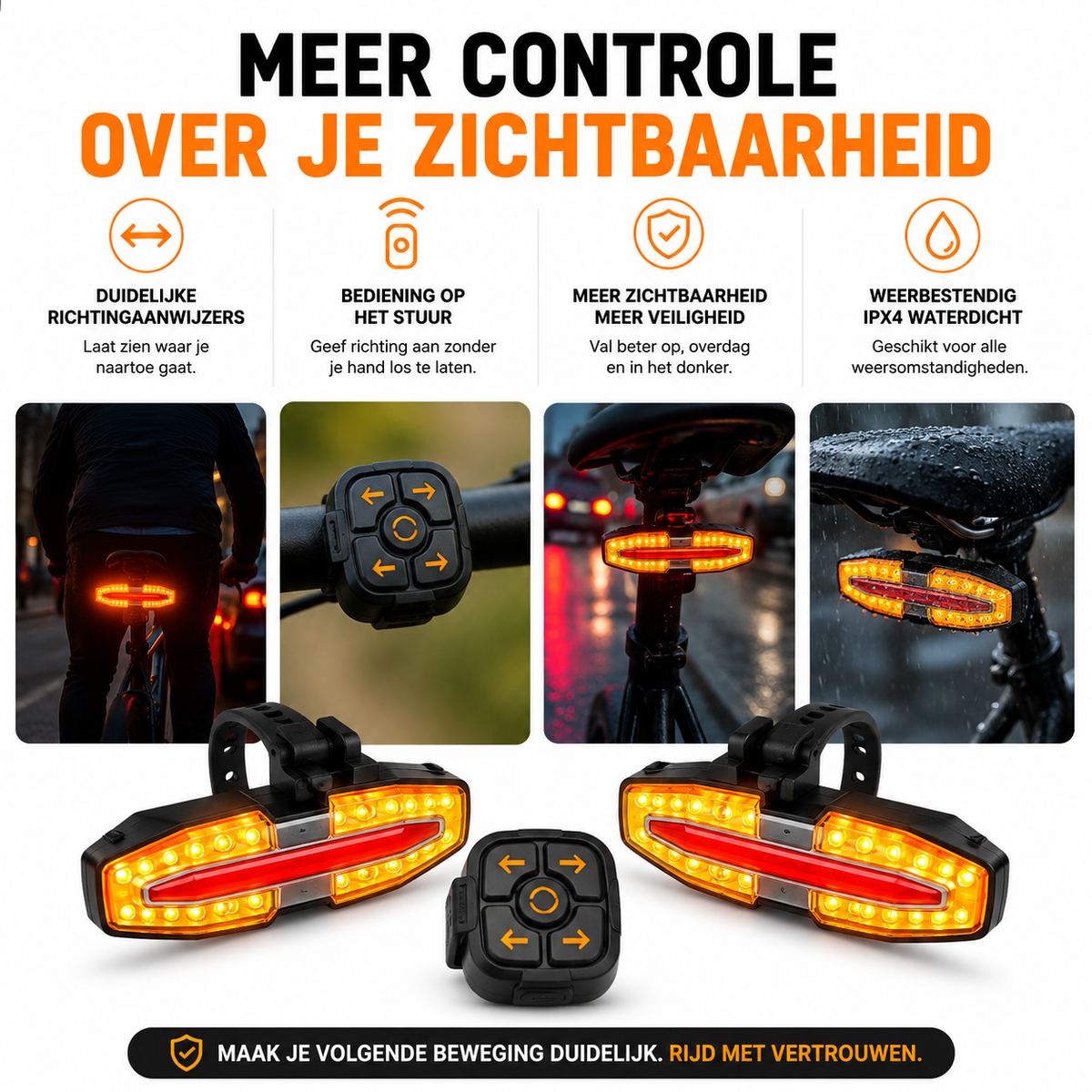 VeloReady TurnBeam™ Draadloze Richtingaanwijzer voor Fiets