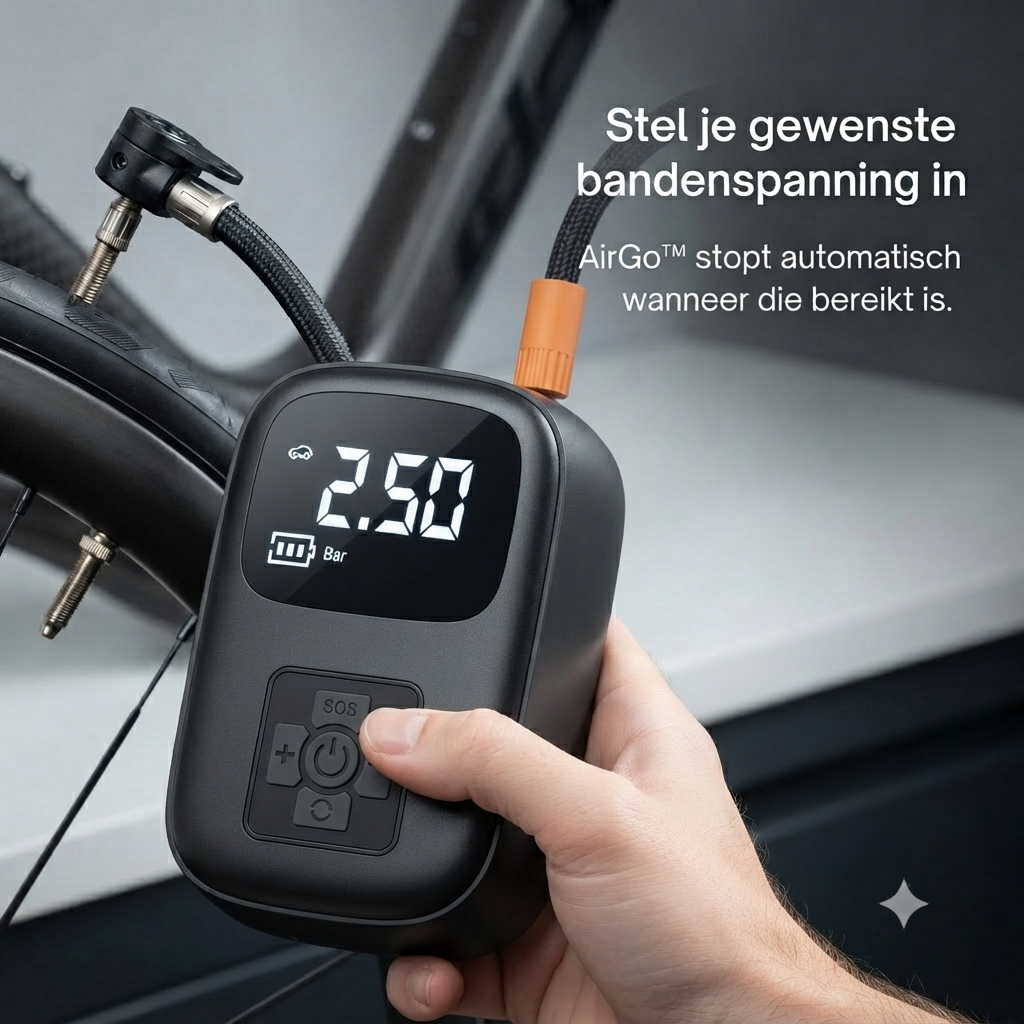 VeloReady AirGo™ – Draadloze elektrische minipomp voor fiets en e-bike